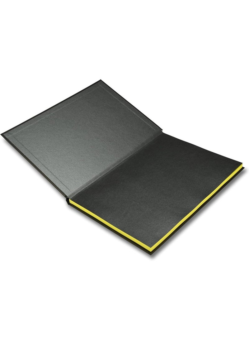 FIS Hard Cover Notebook, Glued Binding, A4 Size(210x297mm), 96 Sheets, 192 Pages, Pastel Cyber Yellow Color Paper with 8mm Single Line Ruling, Packet of 5 Pieces, Black Cover Design-FSNBA4SL96PCYL - Image 3